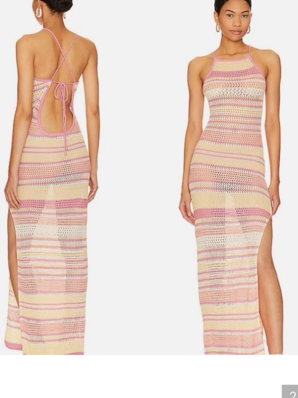 NWT L Space size L Hanna Montazamie Kaye  Crochet Maxi Cover-Up Dress